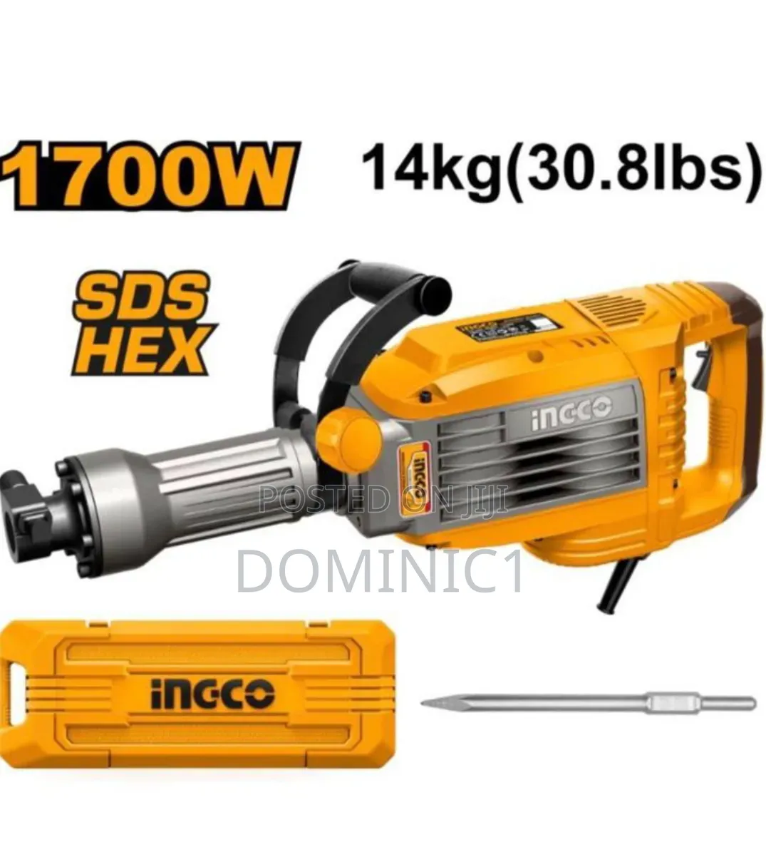 Ingco 1700w Electric Demolition Breaker (Model Pdb170068)14kg