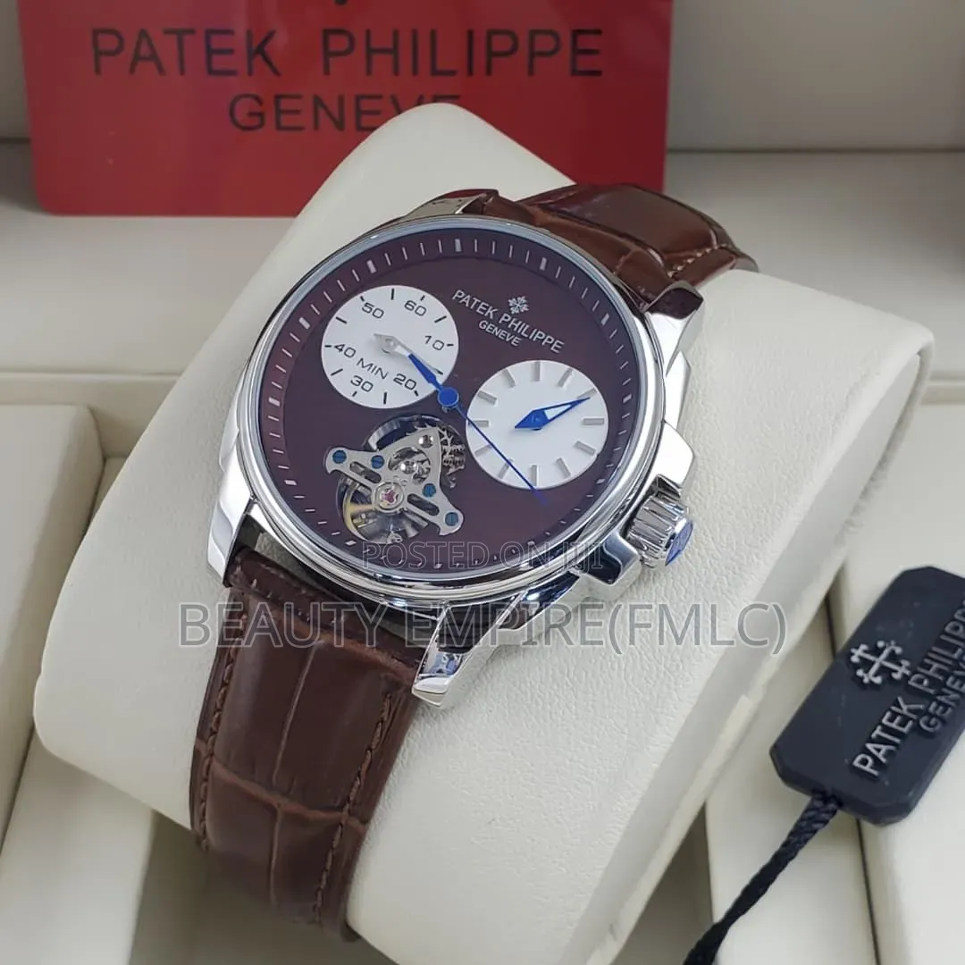 Patek Phillip Skeleton Automatic Leather Watch