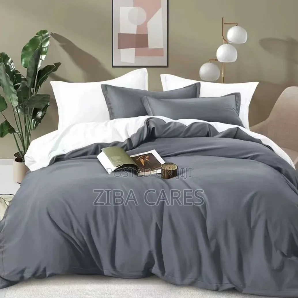 Gray And White Combination Bedsheet Pillowcase And Duvet Set