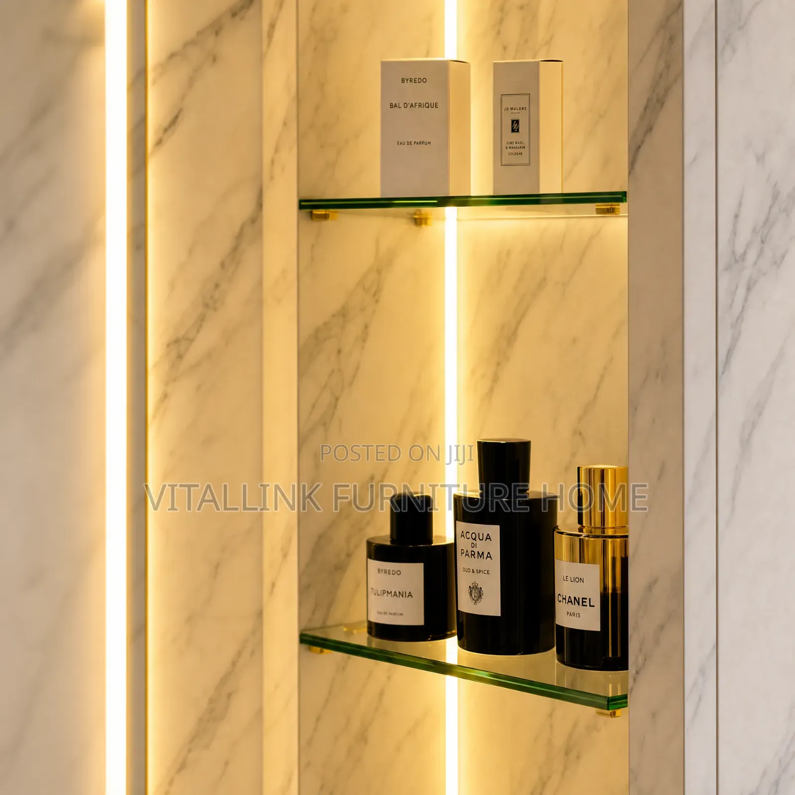 Luxury Marble Wardrobe Vanity Set With Led Mirror Shelves