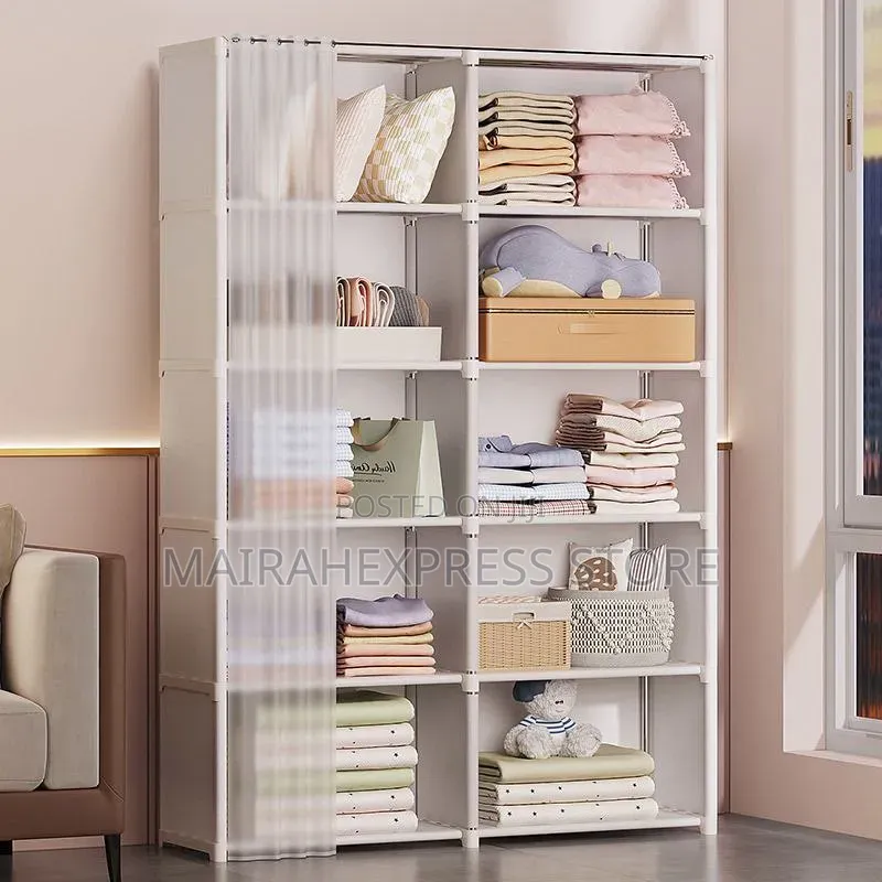 Dustproof 5-Layer Double Rack With Curtain.