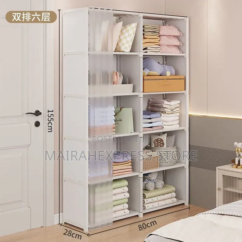 Dustproof 5-Layer Double Rack With Curtain.