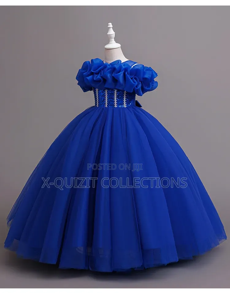 Royal Blue and White Princess Ball Gown (7yrs-12yrs)