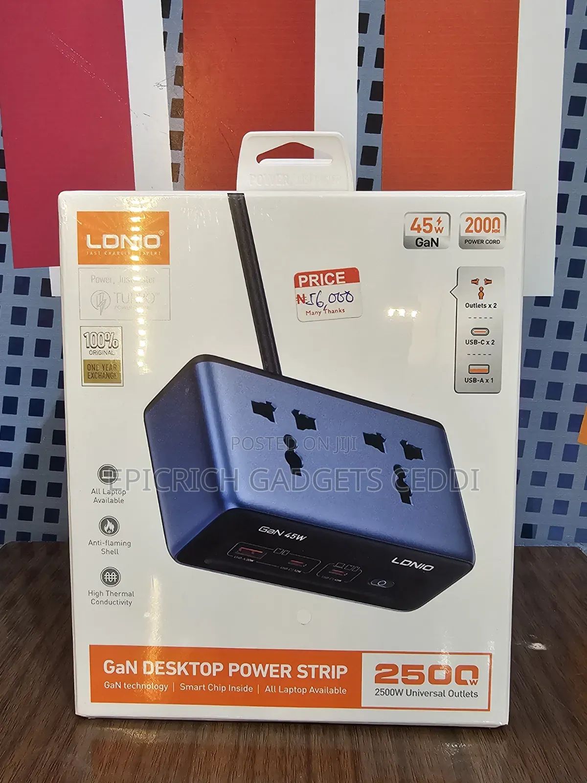 Ldnio 45w Gan Desktop Power Strip Extension Box