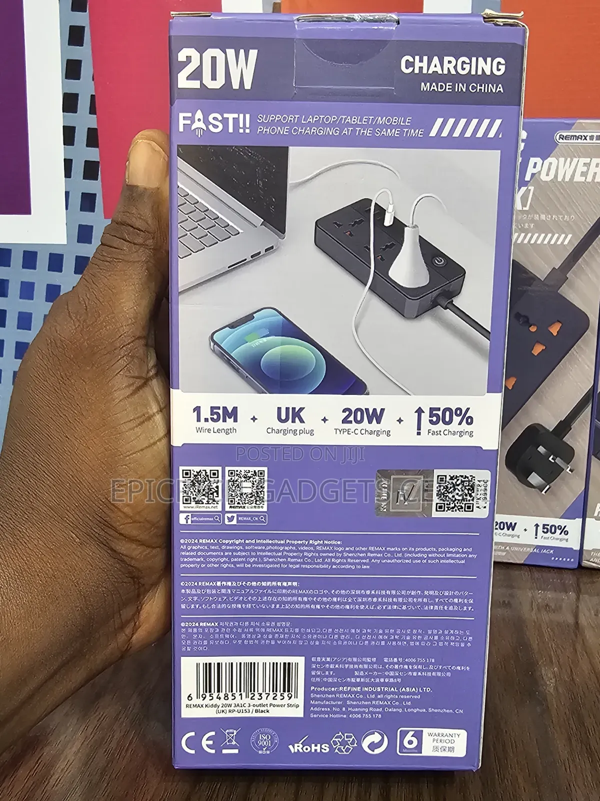 20w 3-Outlet Travel Power Strip With Usb-C Usb-A