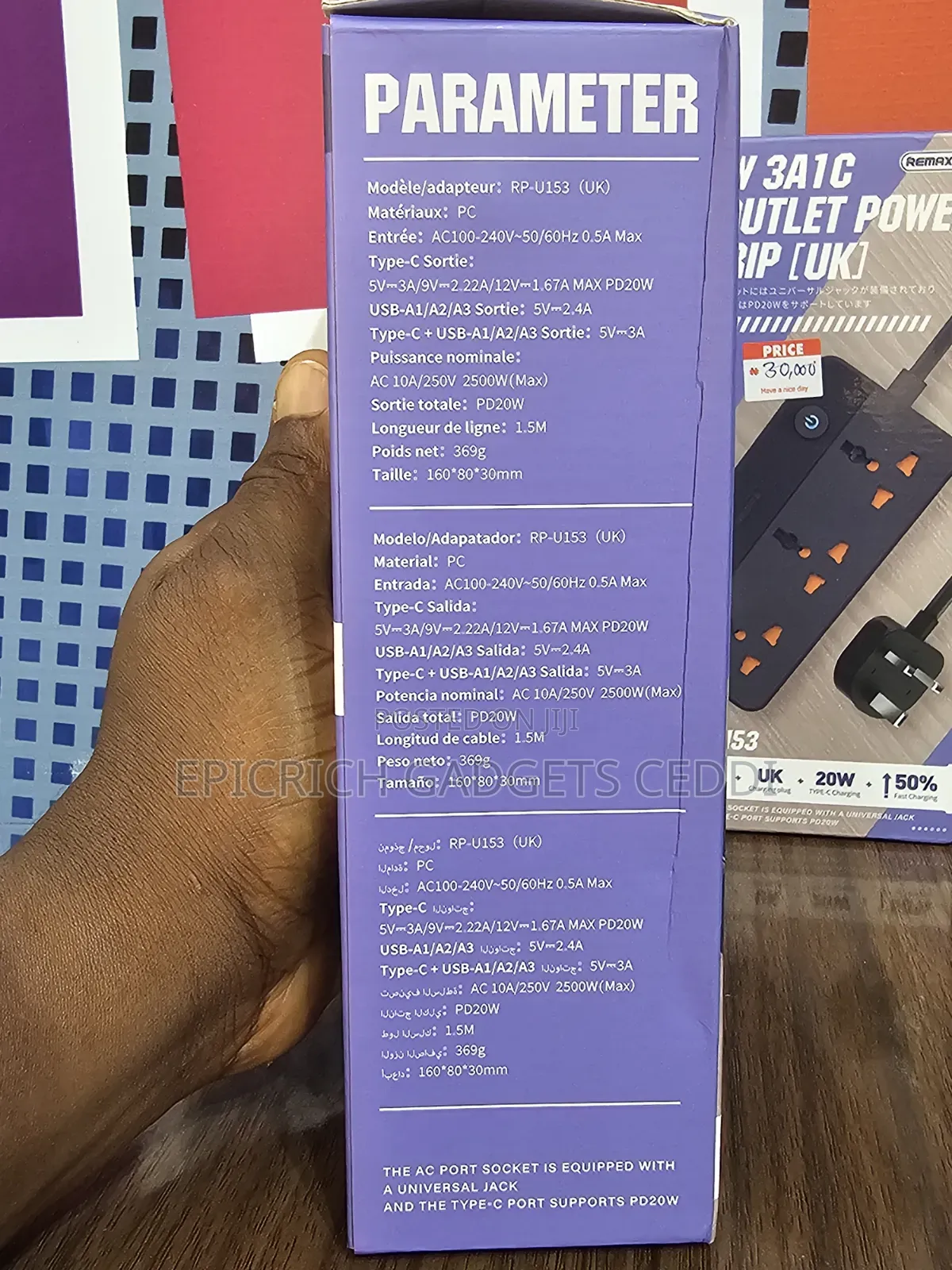 20w 3-Outlet Travel Power Strip With Usb-C Usb-A