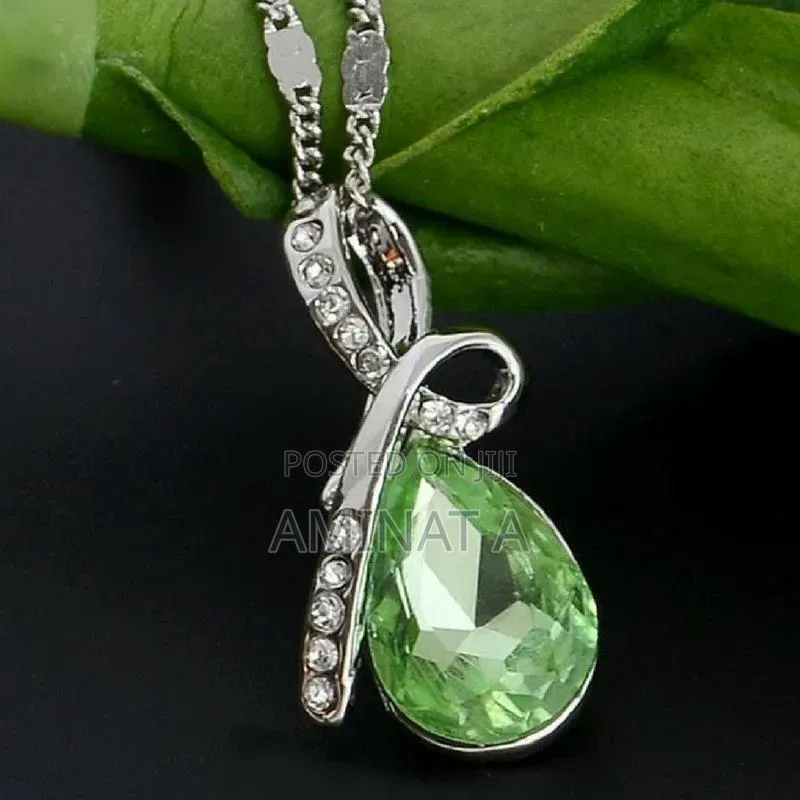 Crystal Silver Water Drop Shaped Necklace