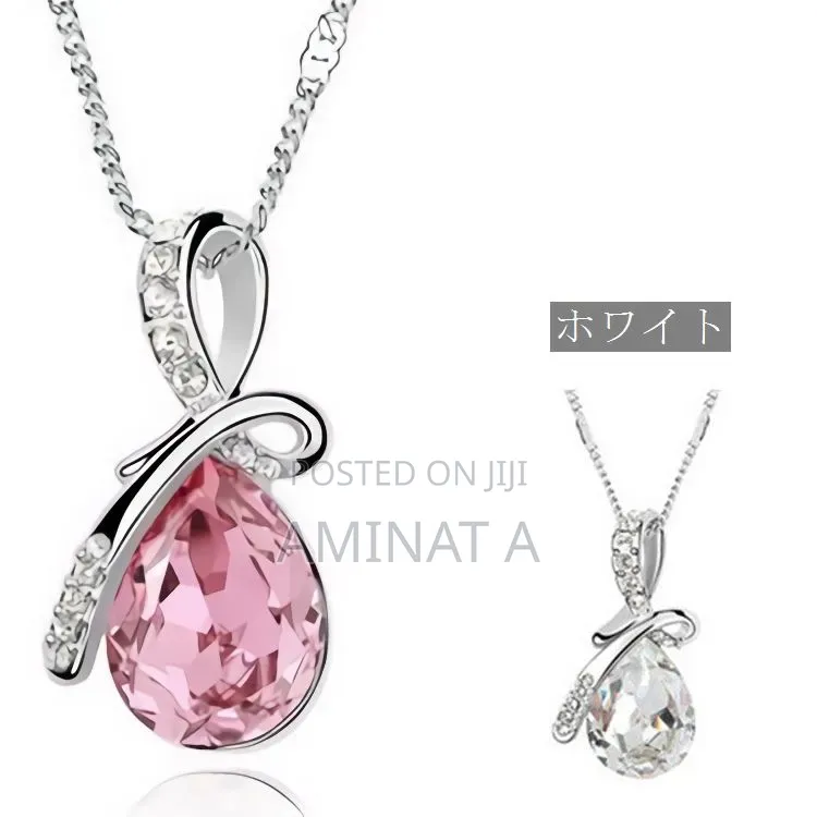 Crystal Silver Water Drop Shaped Necklace