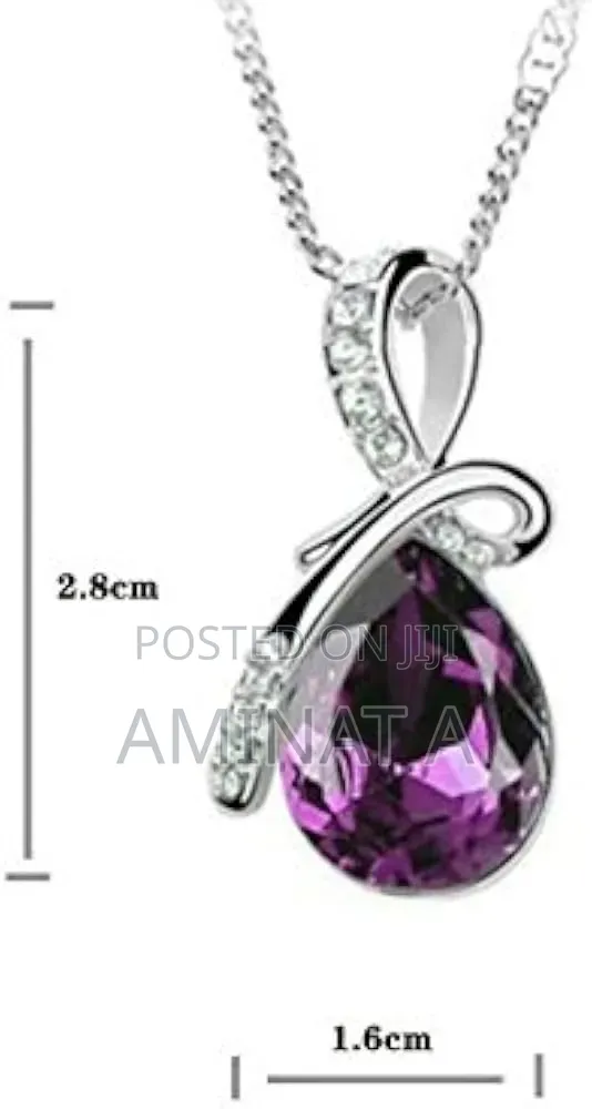 Crystal Silver Water Drop Shaped Necklace