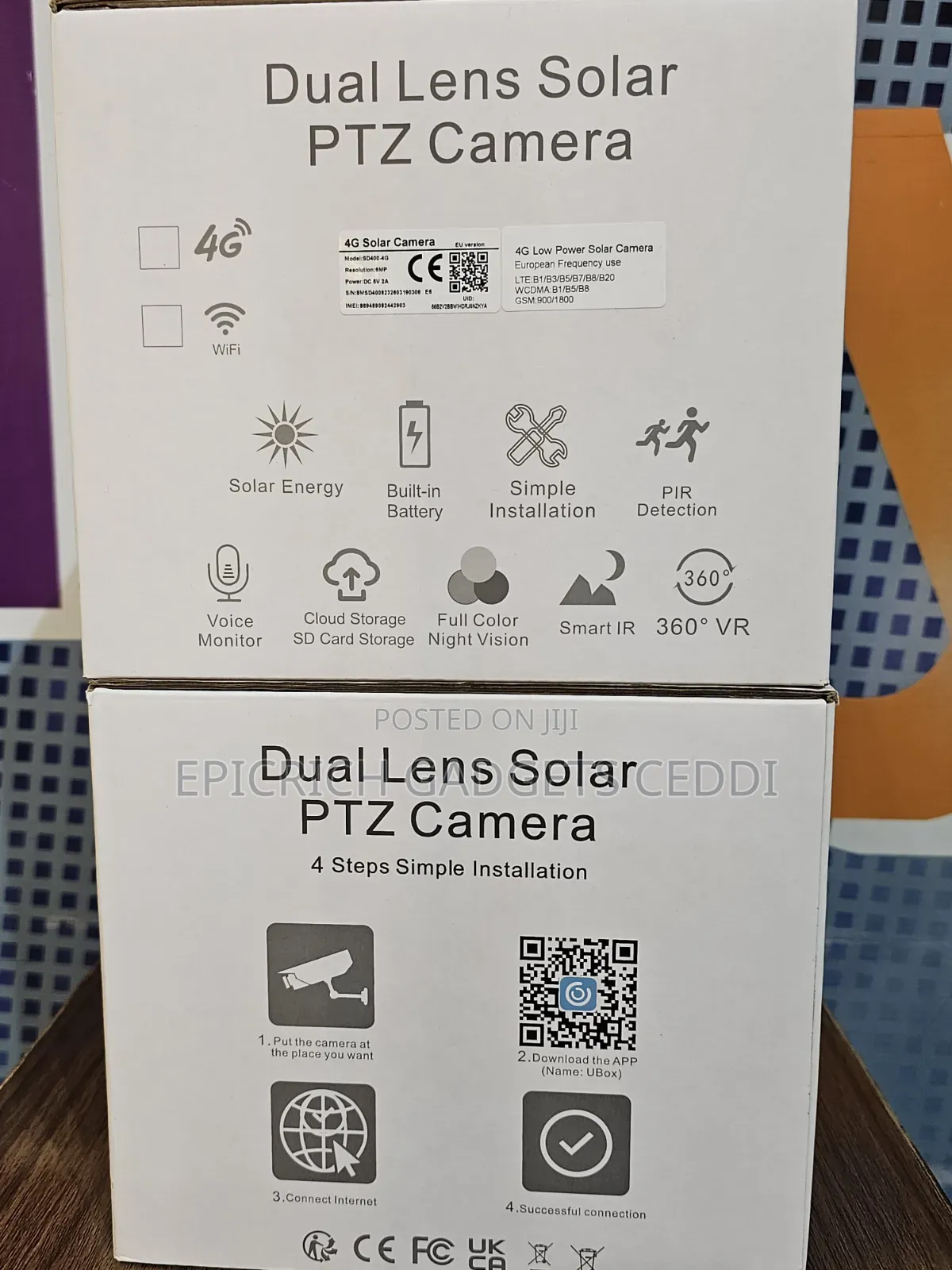 Ubox Dual Lense Solar PTZ Camera With 360 Rotation
