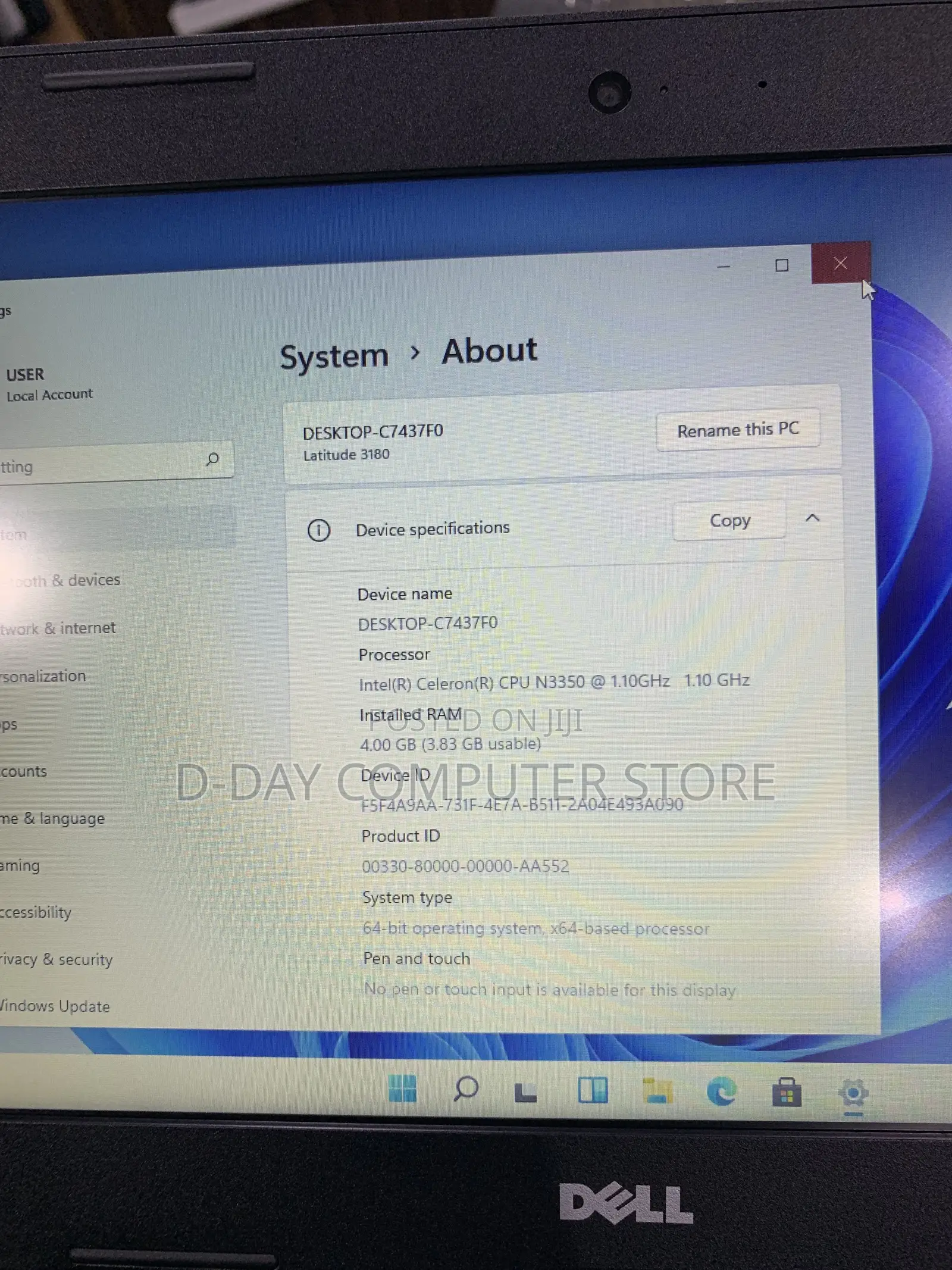 Laptop Dell Latitude 11 3180 4GB Intel Pentium SSD 128GB