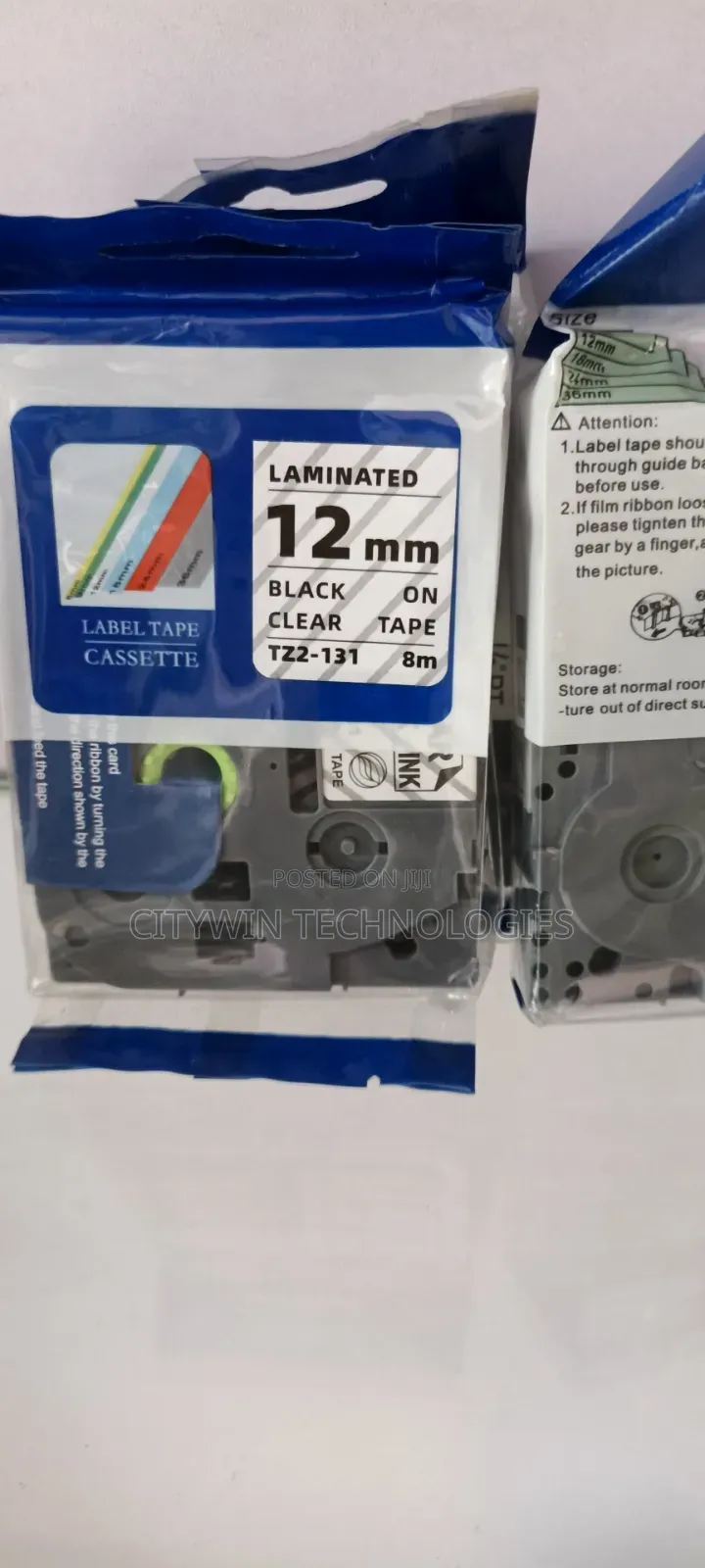 Brother 12mm Black on Clear Laminated Tape
