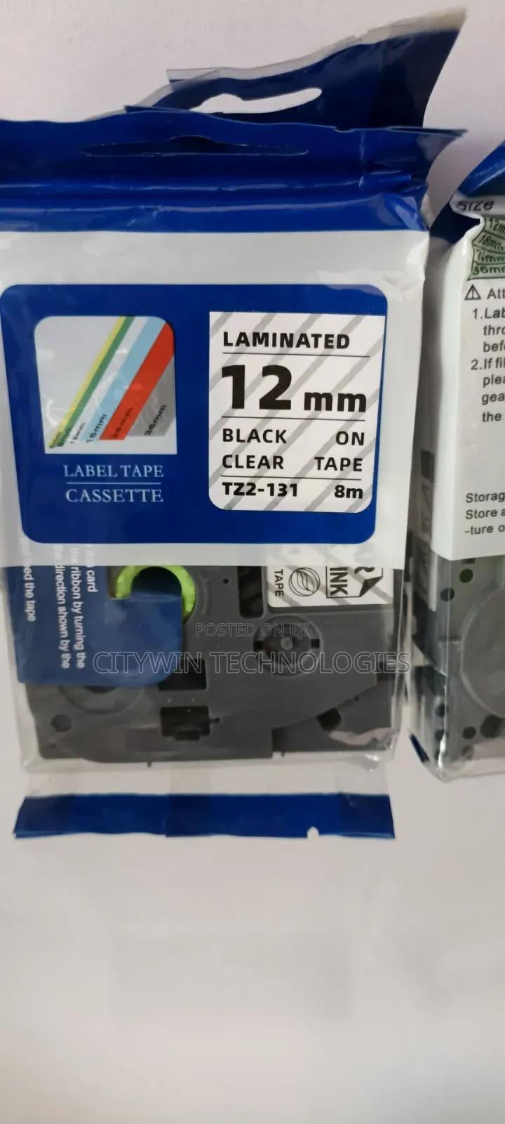 Brother 12mm Black on Clear Laminated Tape