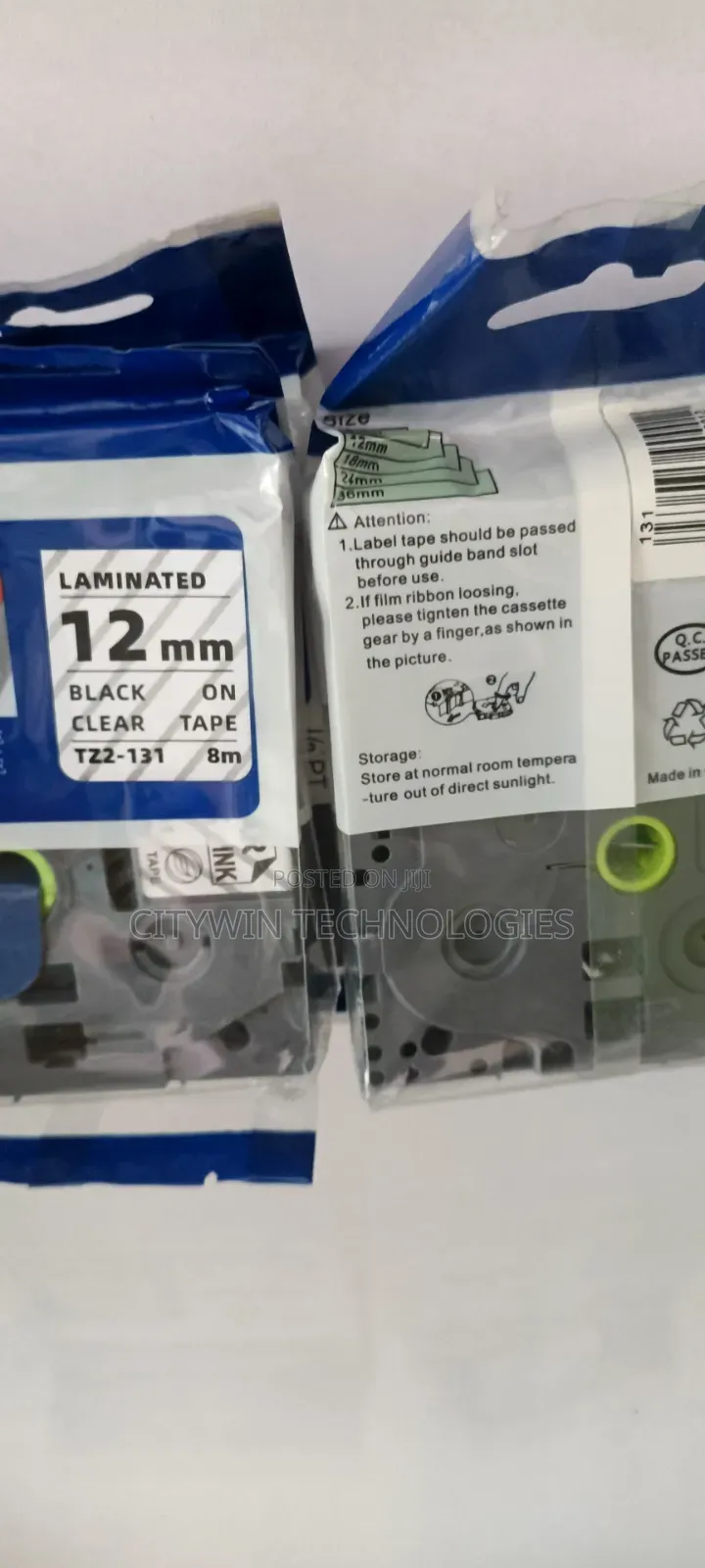 Brother 12mm Black on Clear Laminated Tape