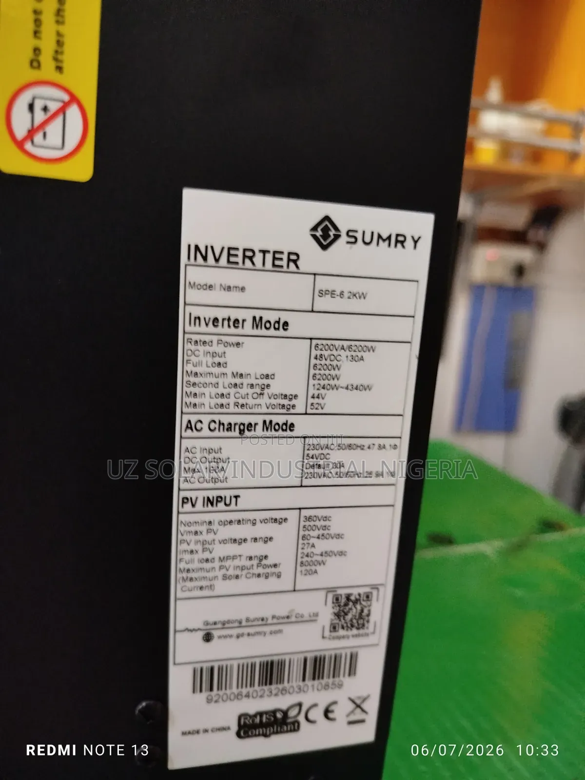 6.2kva Sumry Hybrid Inverter 48v