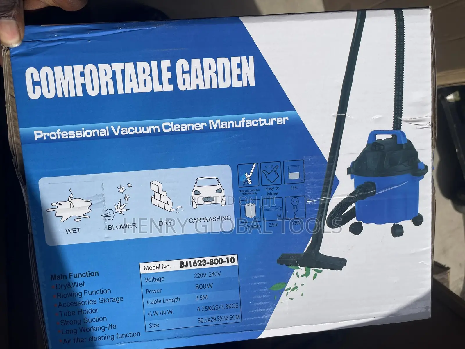 10l Wet Dry Comfortable Garden Vacuum Cleaner Machine