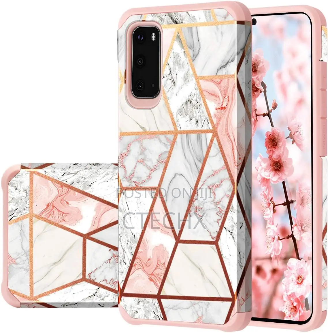 Samsung Galaxy S20 Case Rose Gold Marble