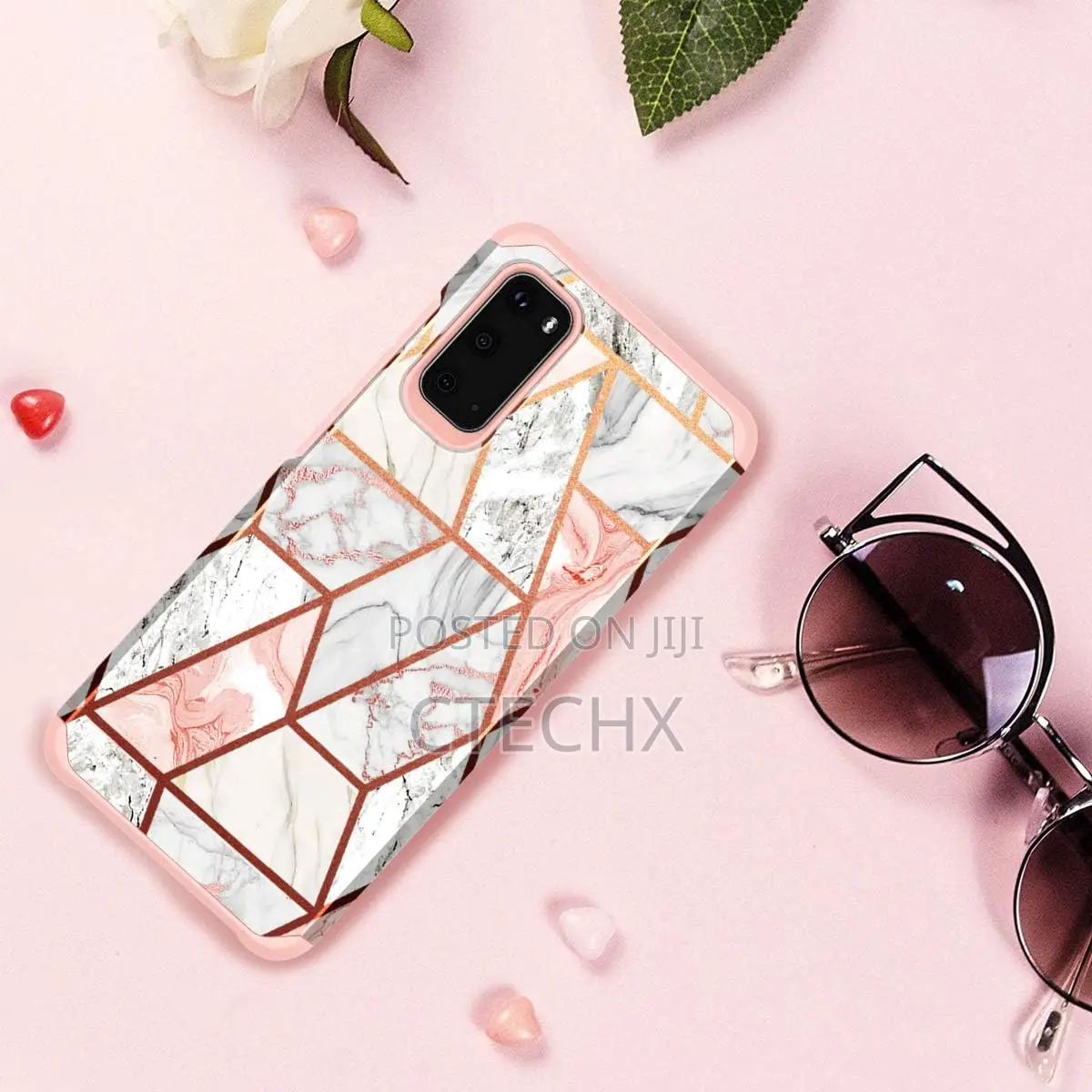 Samsung Galaxy S20 Case Rose Gold Marble
