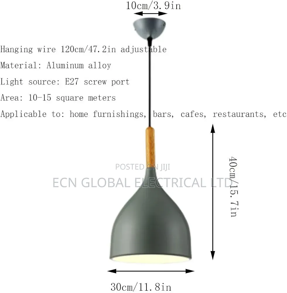 Nordic Red Pendant Lamp With Wooden Accent – Modern Ceiling Light