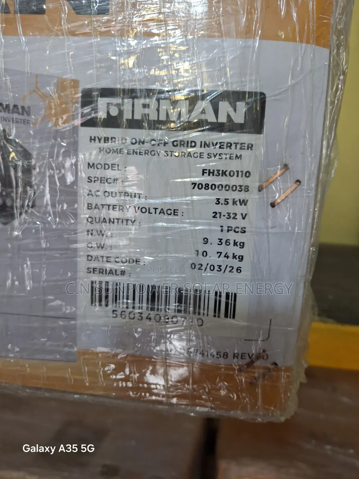 3.5kva/24v Firman Hybrid Solar Inverter