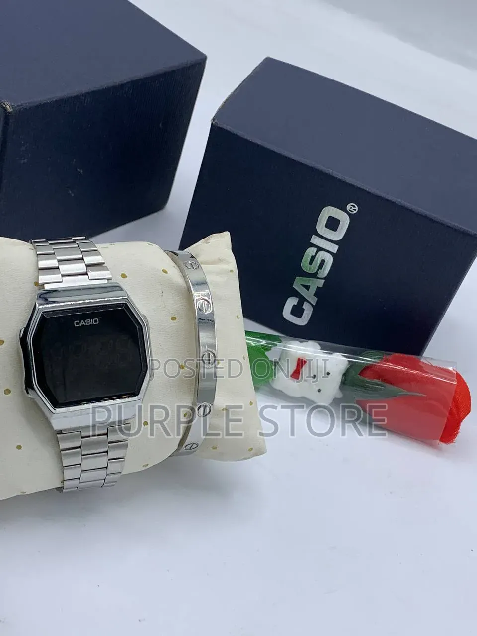 Casio Digital Display Watch and Bracelet Set for Ladies