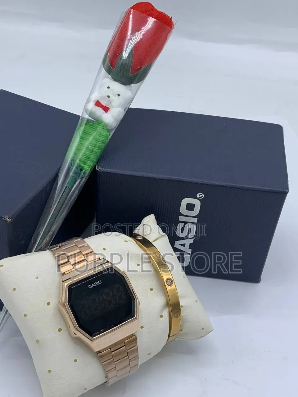 Casio Digital Display Watch and Bracelet Set for Ladies