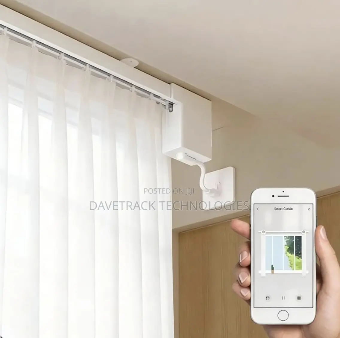 Smart Curtain Motor With 2.2m Rail Track, Wifi Remote Control
