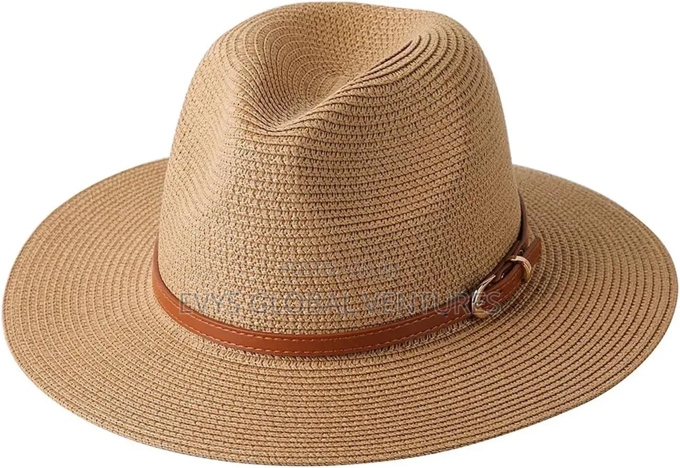 Cream and Brown Color Men's Fedora Straw Hat