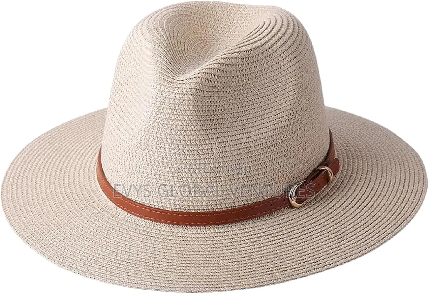Cream and Brown Color Men's Fedora Straw Hat
