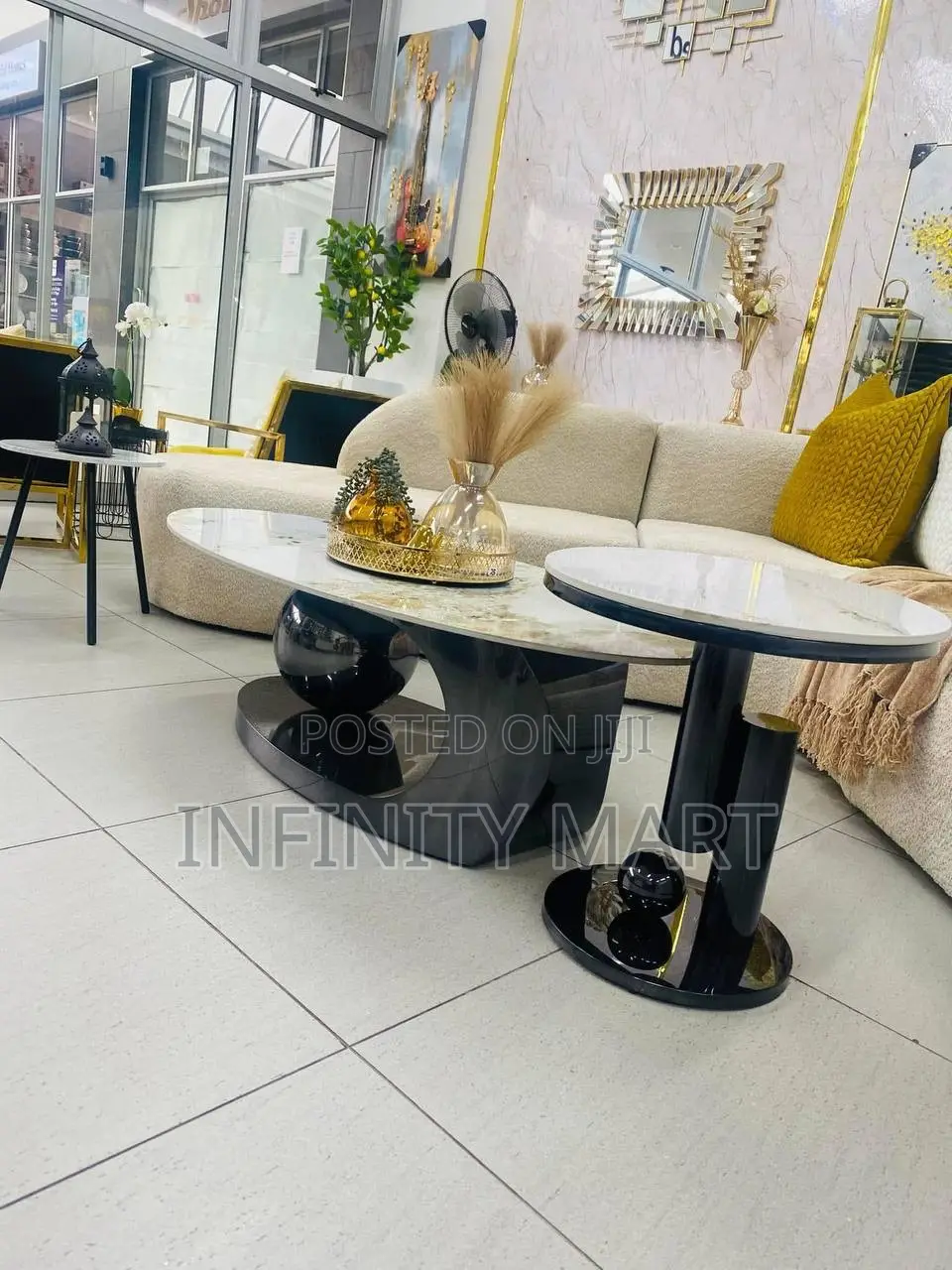 Viena Duo Marble Center Table and Stool