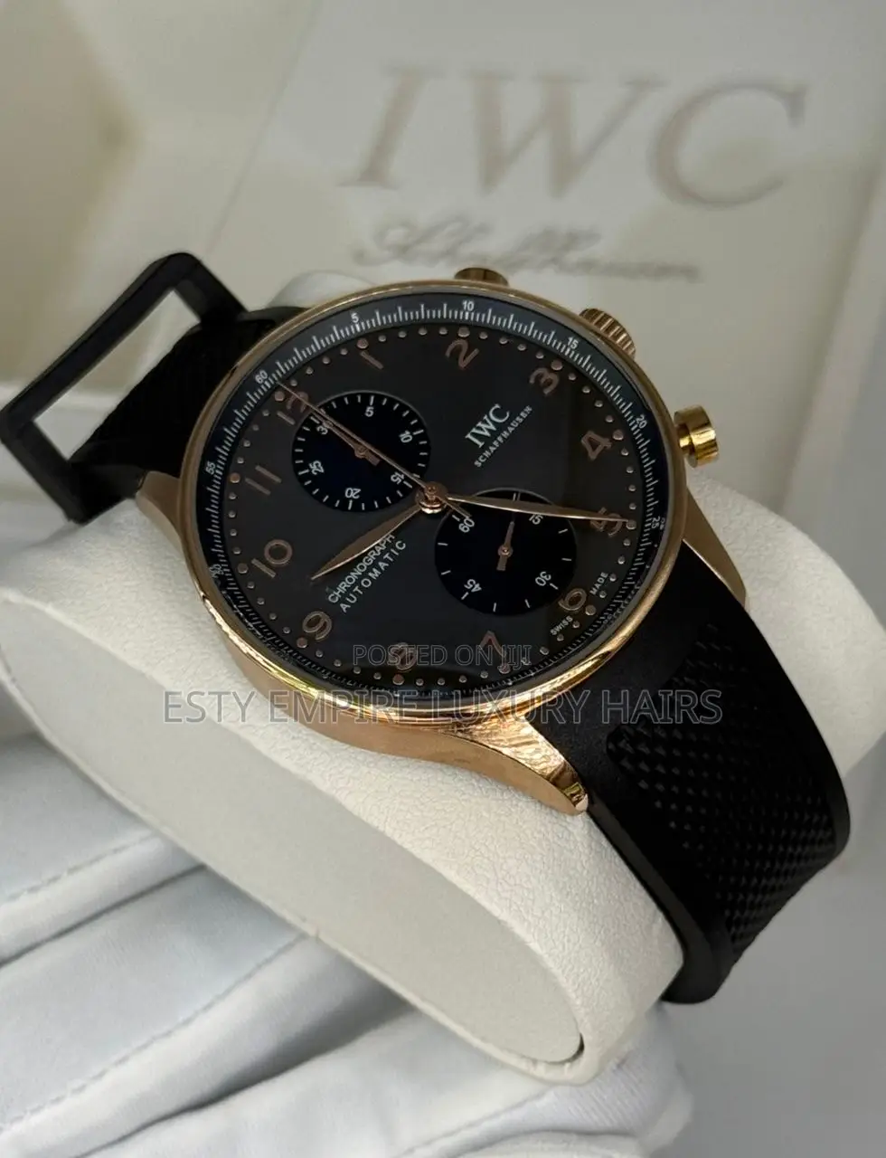 Iwc Schaffhausen Automatic Quality Luxury Men Rubber Wristwatch