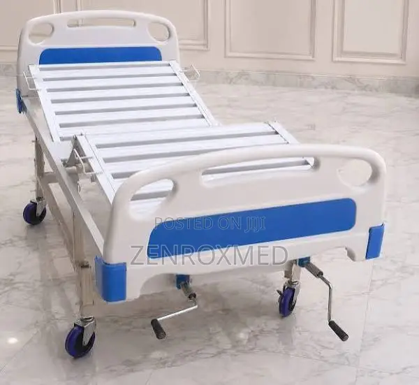 Hospital Bed — 2-Crank Abs Manual (With Side Rails + Drip Stand)