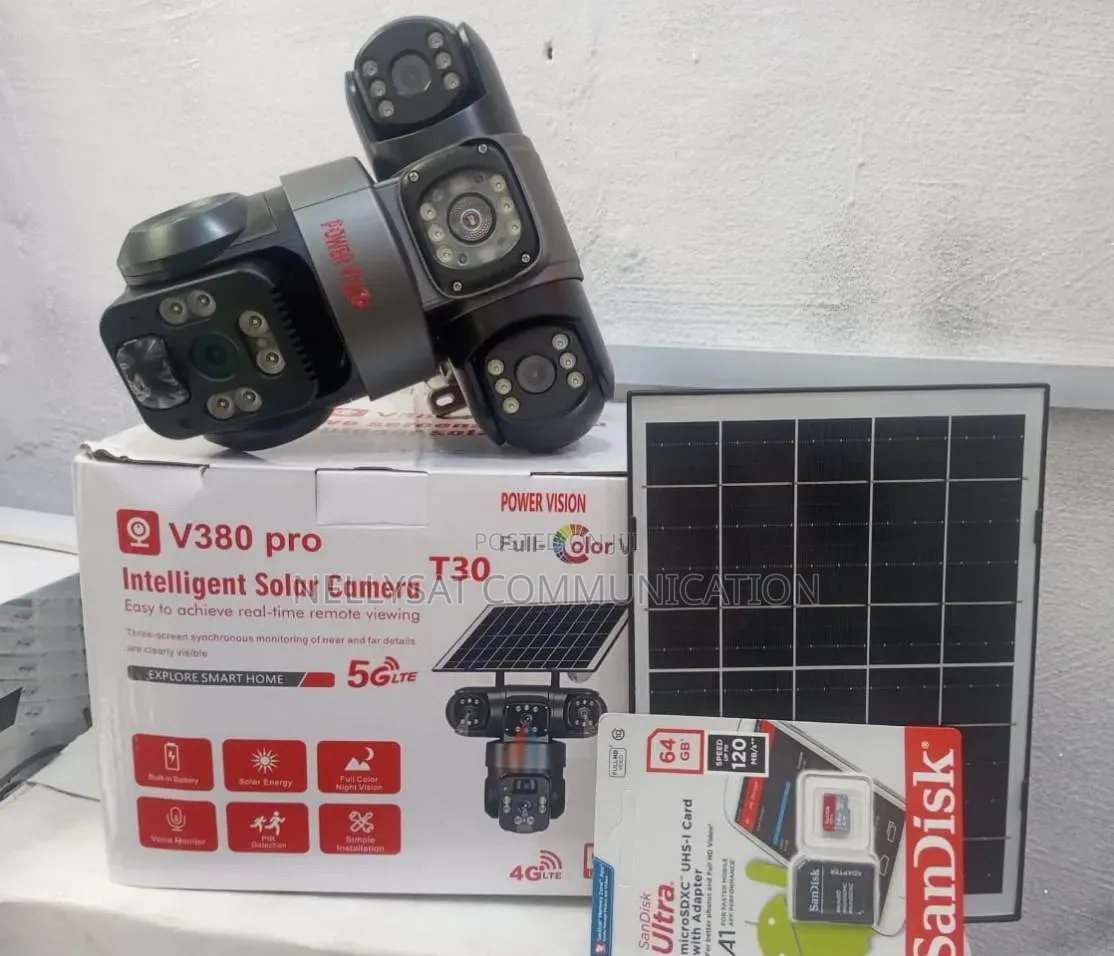 V380 Pro T30 Solar Camera With Memory Card
