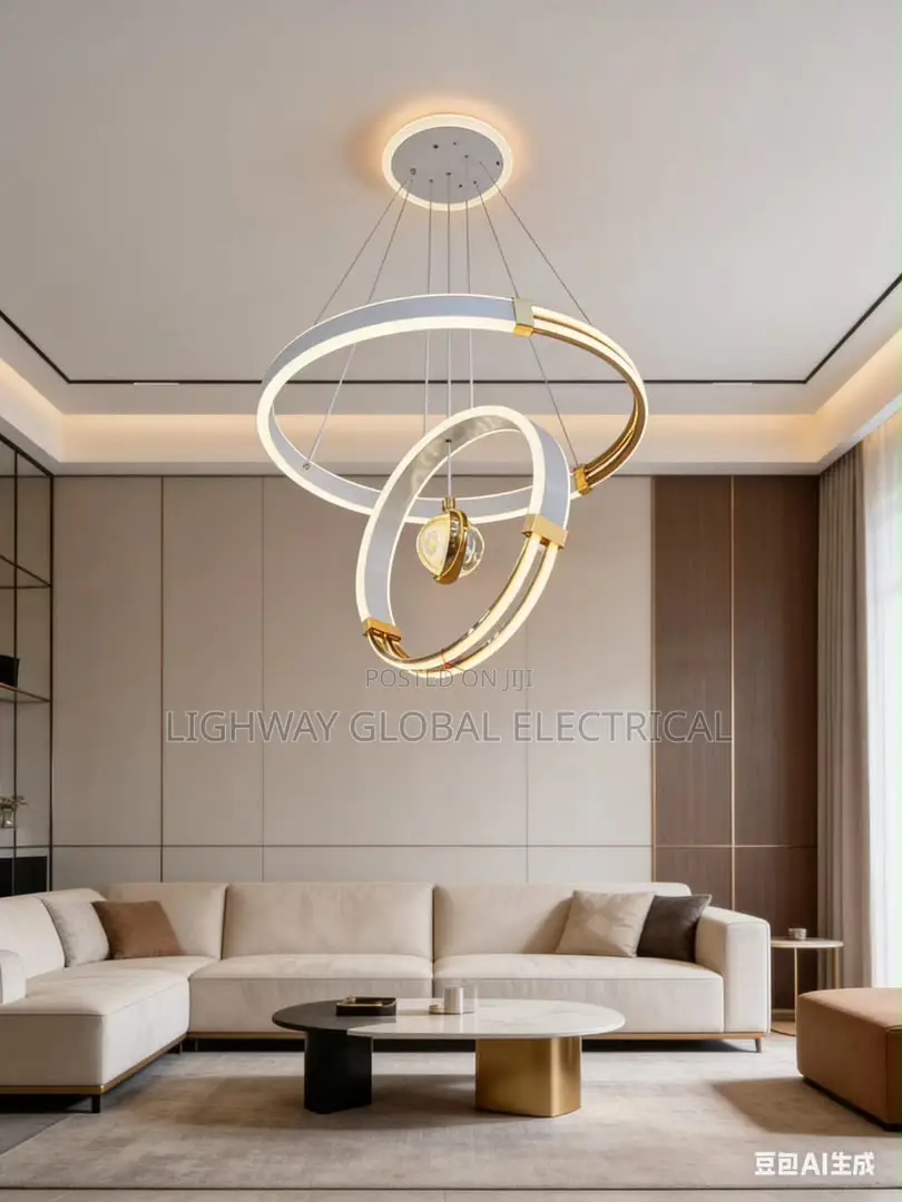 Modern Fancy Two Ring Chandelier