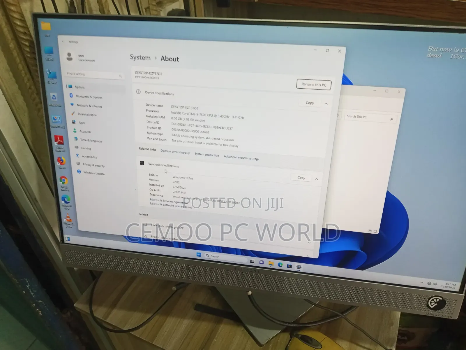 Desktop Computer HP EliteOne 800 G3 8GB Intel Core i5 SSD 256GB