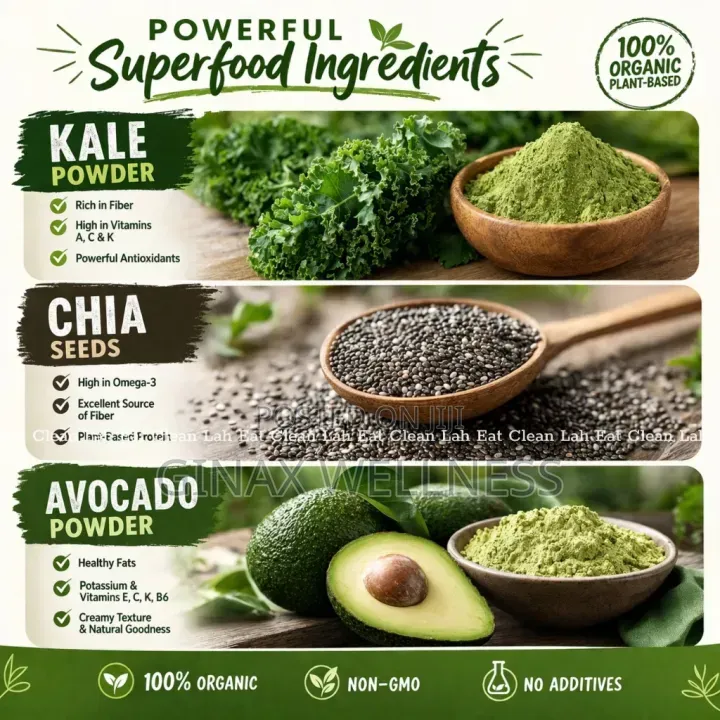 Avocado Kale Chia Seed Powder for Beauty, Energy and Weight Management