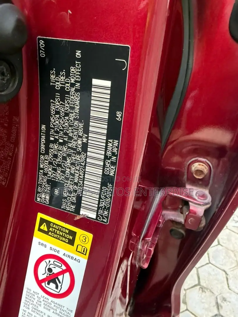 Toyota Highlander V6 2009 Red