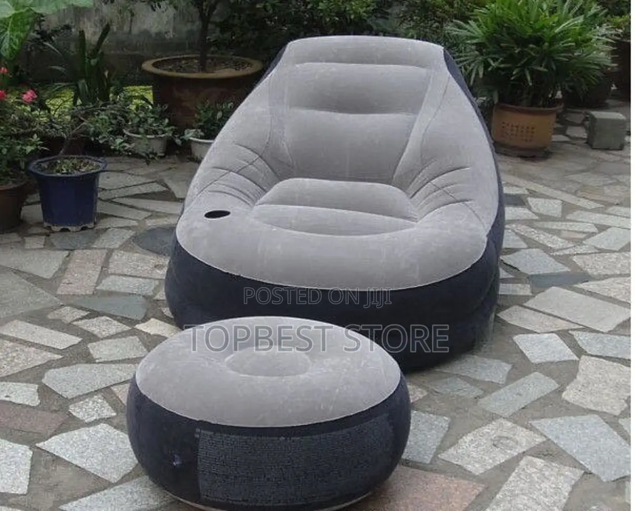 Original Single Electric Pump Inflatable Lounge Chair With Ottoman.