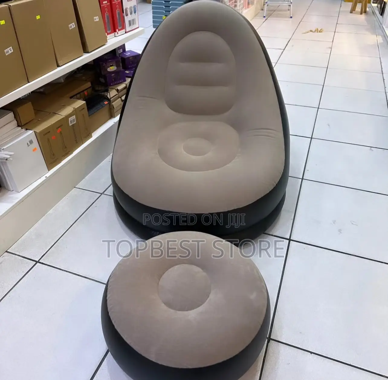 Original Single Electric Pump Inflatable Lounge Chair With Ottoman.