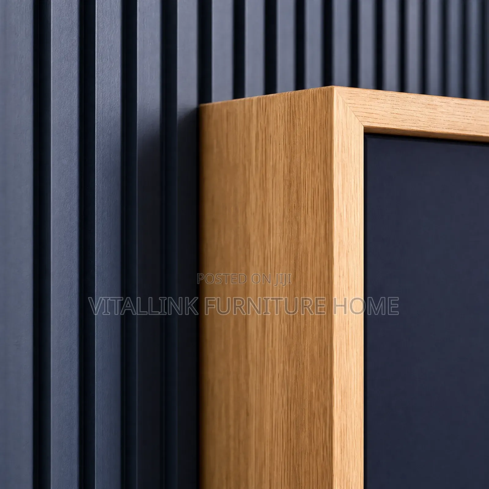 Luxury Navy Blue Wardrobe With Vanity Desk Fluted Wall Panel