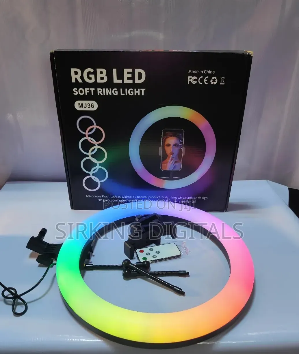 14" Inches RGB Ring Light With 3 Phone Holder and Stand