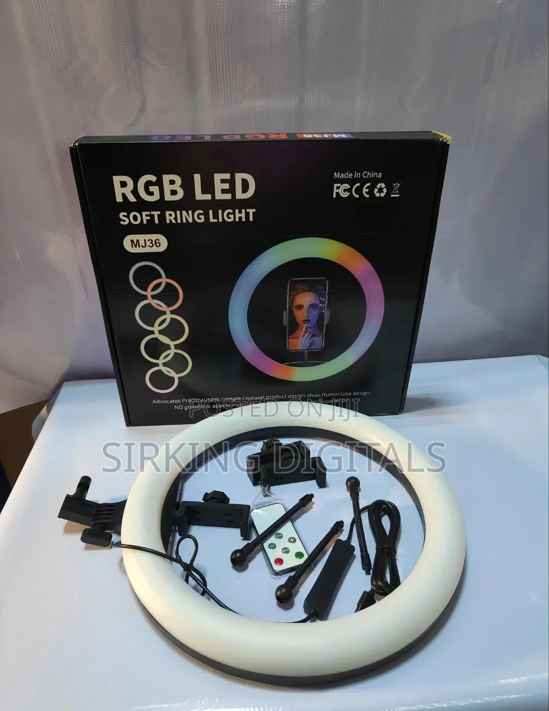 14" Inches RGB Ring Light With 3 Phone Holder and Stand