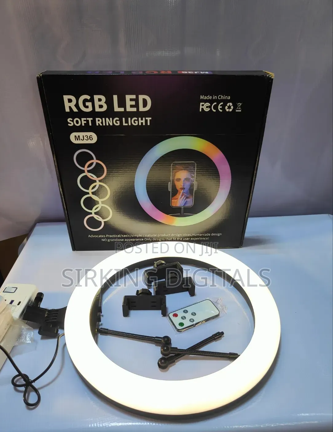 14" Inches RGB Ring Light With 3 Phone Holder and Stand