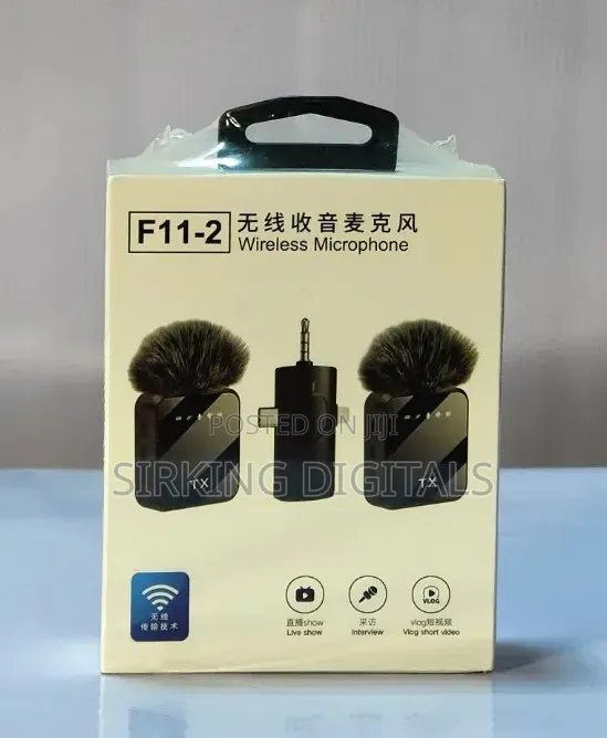 Dual Noise Cancelling Wireless F11-2 Microphone With 3 in 1 Receiver