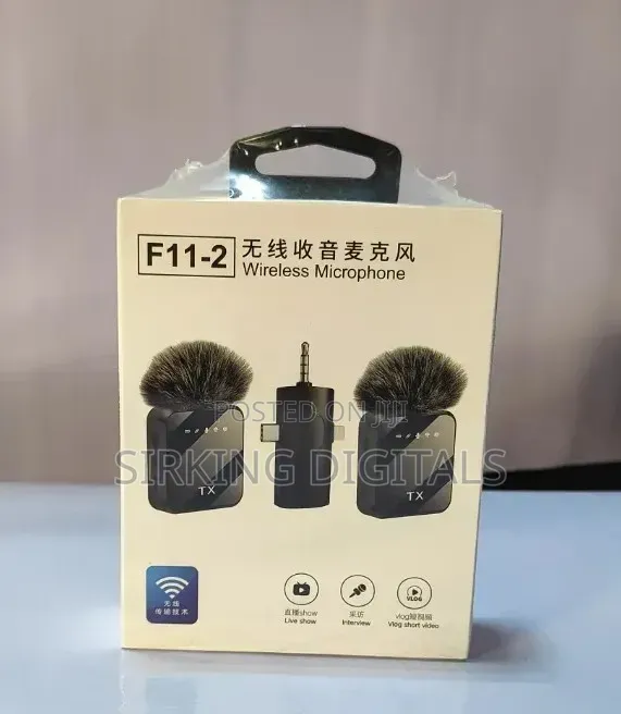 Dual Noise Cancelling Wireless F11-2 Microphone With 3 in 1 Receiver