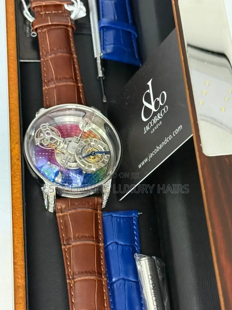 Jacob and Co Quality Luxury Men Genuine Leather Wristwatch