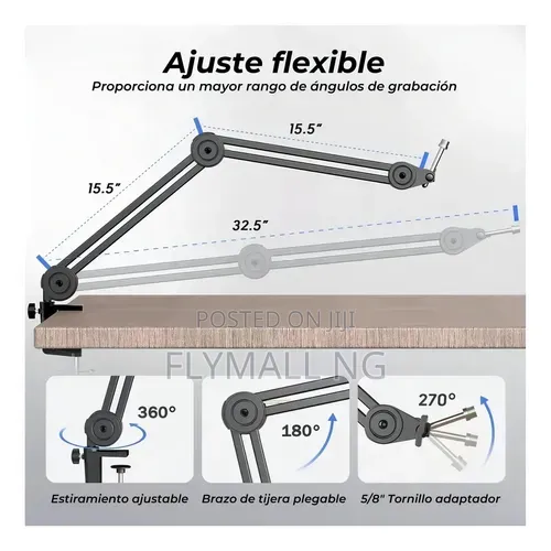 Fifine Bm63 Arm Stand-Heavy Duty Boom Arm Adjustable Mic Stand