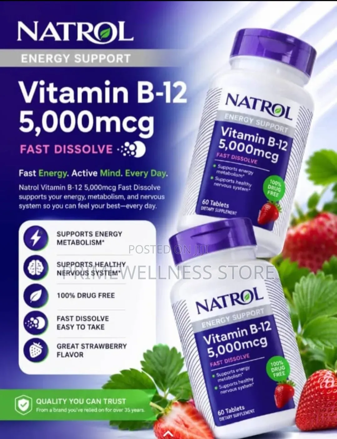 Natrol Vitamin B12 5,000mcg Contains 60 Tablets