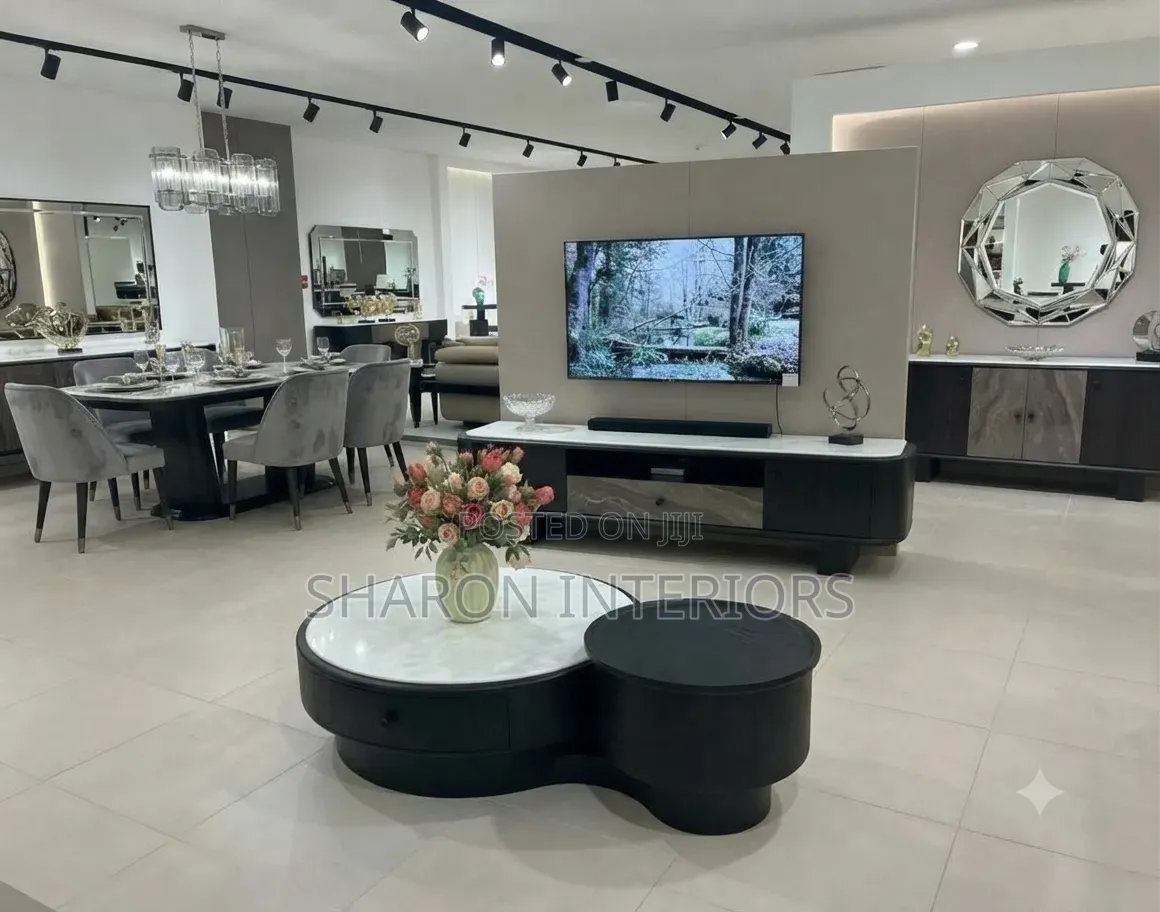Modern Round Coffee Table With Storage Side Table
