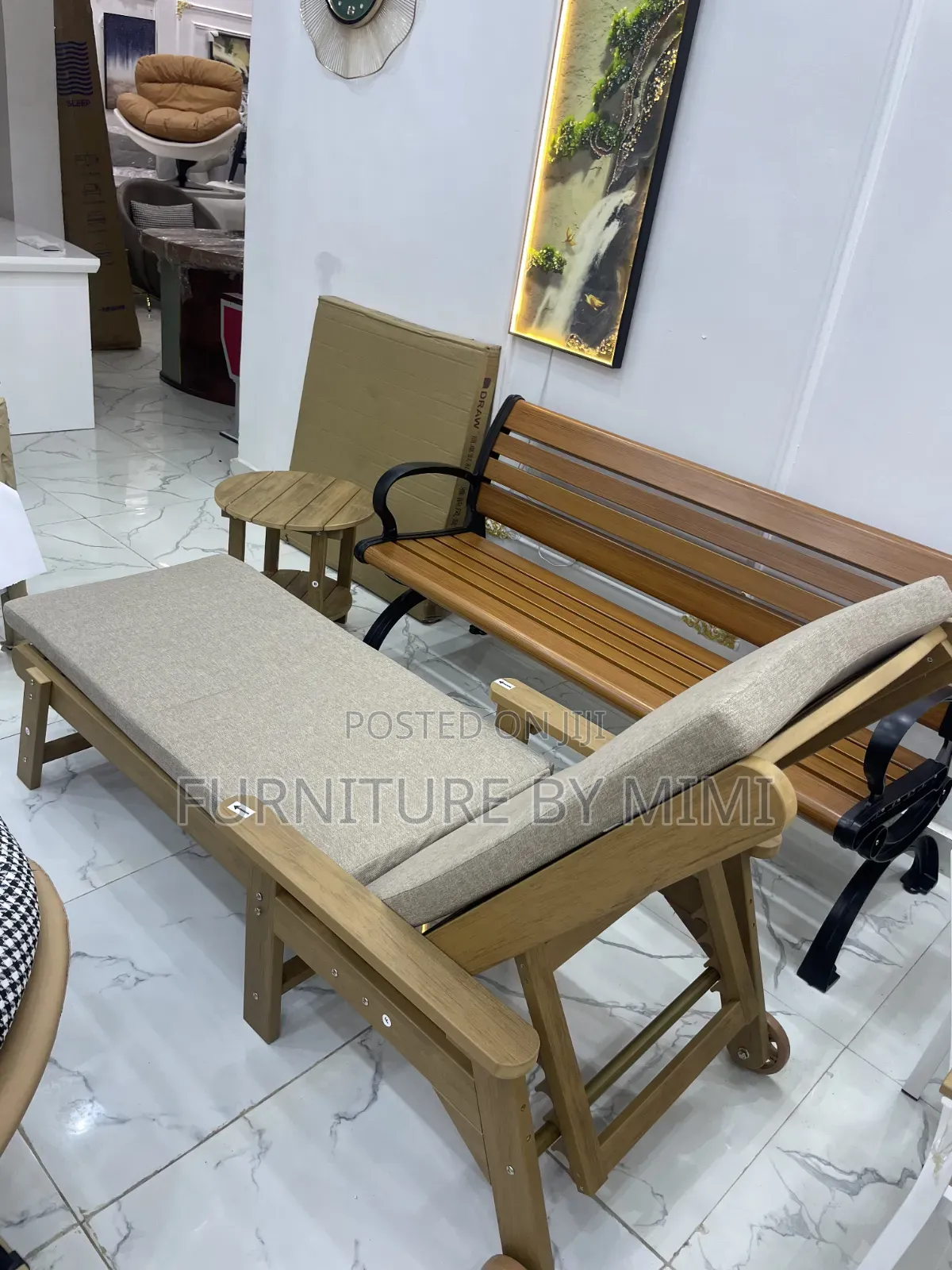  Premium Luxury Wooden Sun Lounger With Comfy Cushion – Neatly Used.